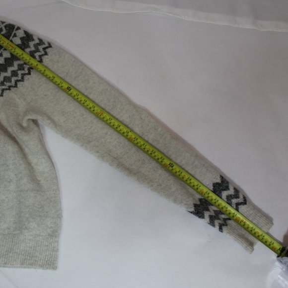 Artisan NY Fair Isle Neutral Knit Cashmere Wool Blend Sweater Top Gray size  XL - Picture 6 of 10